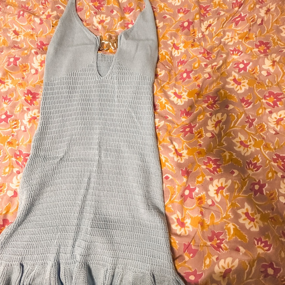 Light Blue Knit Halter Dress